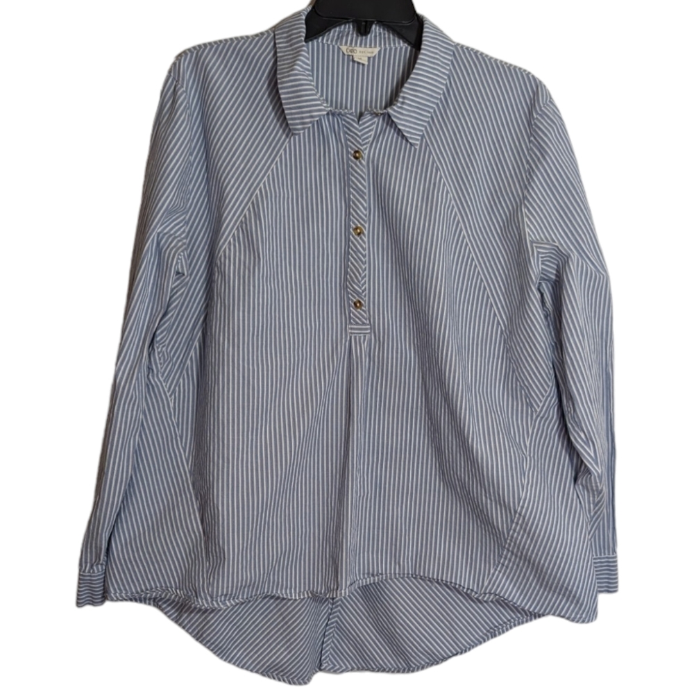 Cato Size XL Blue and White Striped Blouse